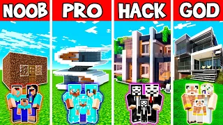 Minecraft Battle: New Family Premium House Build Challenge - Noob Vs Pro Vs Hacker Vs God