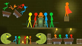 Red and Blue , Stickman and PACMAN Animation - (FULL PART 1-10)