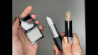 Satisfying Slime Coloring with white makeup! Mixing White Lipstick & Glitter into Clear Slime! #1