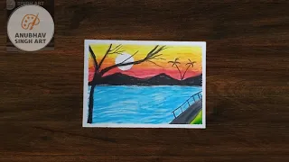 Easy Scenery Drawing - Scenery drawing with oil pastels step by step @anubhavsinghart