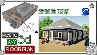 Archicad Tutorial || How To 3d Any Floor Plan Design || Start To Finish