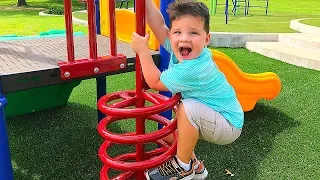 BEST PLAYGROUND PARK WITH GIANT SLIDES! Family Fun Day Playing AT Park Playground For Kids!