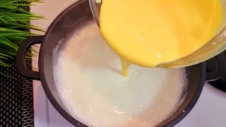 Pour the Egg to boiling milk. I don't buy in the store. / total 3 ingredients / few people know this