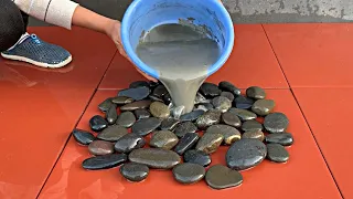 Super idea - DIY beautiful flower pots,coffee tables from pebble mosaic and cement for your garden