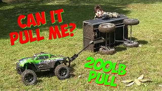 Can an XMAXX Pull Me? 200lb Pull!!! (How strong is an XMaxx and how Much can it Pull)