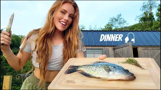 Fishing the Farm Pond - CRAPPIE! (Catch, Clean + Cook in the mountains)