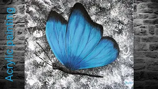 How to paint a simple and easy butterfly #art #homedecor #acrylicpainting #bluebutterfly #artist