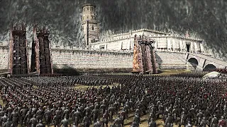 SIEGE OF HELMS DEEP - Alliance of All Elves VS Army of Sauron - 20,000 Units | Cinematic Battle