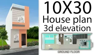 10X30 House plan with 3d elevation by nikshail