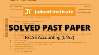 0452/12/o/n/20 | IGCSE Accounting Solved Past Papers | MCQs | 2022