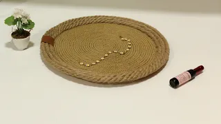 How to make serving tray using jute rope | best jute idea.😍😊😘