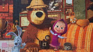 Медведь и Маша едут в путешествие - собираем пазл для детей "Masha and the Bear" | Merry Nika