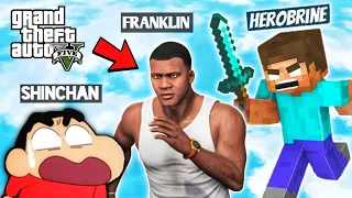 HEROBRINE Attacked FRANKLIN AND SHINCHAN In GTA 5! | MINECRAFT | PART 2