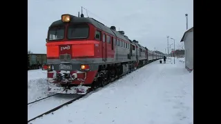 Прибытие поезда Минск-Самара (Минск-Нижний Новгород) на ст. Козельск из Сухиничей.