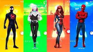 Miles Morales vs Spider Gwen vs Mary Jane vs Spider Man - Tiles Hop EDM Rush!