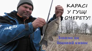 Ловля карася на боковий кивок у гущі очерету!