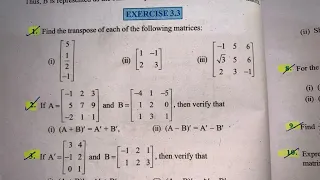 EX 3.3 Q1 TO Q12  SOLUTIONS OF MATRICES NCERT CHAPTER 3 CLASS 12th