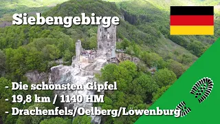 Wanderung: Siebengebirge 19,8km: Drachenfels, Oelberg, Petersberg, Löwenburg, Schloss Drachenburg.