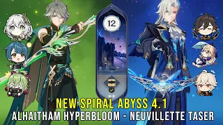 C0 Alhaitham Hyperbloom and C0 Neuvillette Taser - NEW Genshin Impact Abyss 4.1 - Floor 12 9 Stars