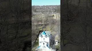 Inspirational flight above Centralia, Pennsylvania ghost town church.