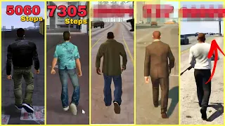 HOW MANY FOOT STEPS DOES IT TAKE TO WALK ACROSS THE MAP IN GTA GAMES