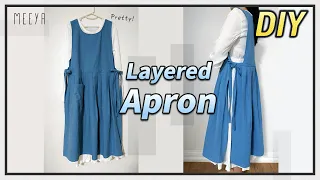 원피스 앞치마 만들기| Making Dress Apron| 레이어드|Layered|Pattern|도안|ワンピースエプロン|Tablier une pièce|مئزر قطعة واحدة