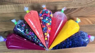 ASMR Making Crunchy Slime with Piping Bags #13 Satisfying Slime