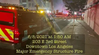 LAFD: Third Street Fire in Downtown Los Angeles | June 8, 2021