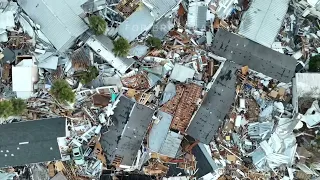 10-01-2022 Fort Myers Beach, FL - Hurricane Storm Surge Destruction Drone