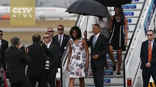 President Barack Obama arrives in Cuba