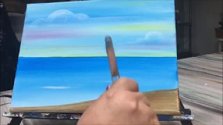 Beginner Beach Landscape - Acrylics on Canvas