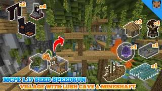 Minecraft pe 1.17 seed speedrun - Village with lush cave & Mineshaft / stronghold / portal & fortres