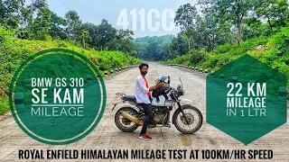 Himalayan Mileage Test at 60kmph speed and 100 kmph speed in 1 liter petrol