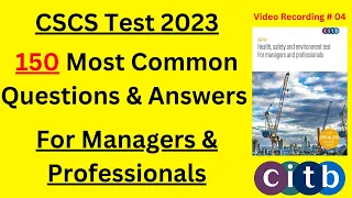 CSCS Test 2023 - 150 New Q&A for Managers & Professionals | CSCS Card UK | CiTB Test UK 2023