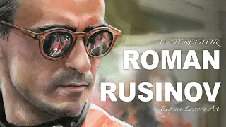A watercolor portrait of Roman Rusinov (G-DRIVE RACING)