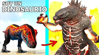 LA HISTORIA DEL PEQUEÑO DINOSAURIO REX BURNING GODZILLA! Evoluciono en Kaiju! ARK Soy un Dinosaurio
