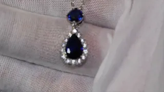 Sapphire blue diamond pendant, Blue Diamond Necklace, Blue Diamond Pendant, sapphire blue necklace