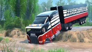 Freightliner FLA 9664 road collapse : Spintires : mudrunner