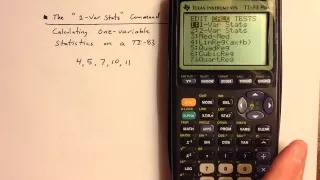 How to use the TI-83 (or TI-84) "1-Var Stats" Command