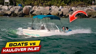 MOM AND SON IN DANGER! THEY MUST TURN AROUND!! | Boats vs Haulover Inlet