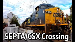 ⁴ᴷ Main Street - 6th Street SEPTA Trolley and CSX Crossing in Darby, Pennsylvania