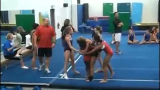 Simone Biles attempts Moors into the pit at 12 years old (2009)