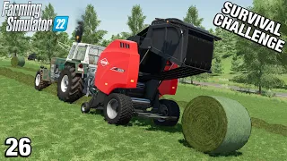 FIRST TIME USING THE NEW BALER - Survival Challenge FS22 Calm Lands Ep 26