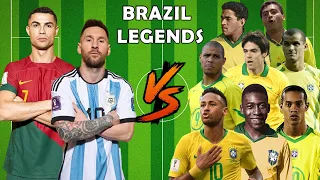 Ronaldo & Messi VS Brazil Legends (Pele Ronaldinho Neymar R9 Rivaldo Kakâ)  💥 ULTRA VS FİNAL🔥💪