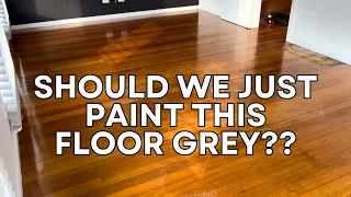 Should we paint this hardwood floor GREY? | ODDLY SATISFYING floor renovation | Before & After