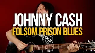 Как играть кантри на гитаре Johnny Cash Folsom Prison Blues [вместе с соло]