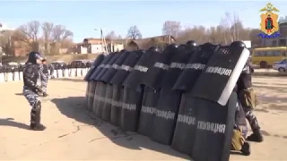 Russian riot police training