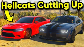 1000HP Hellcats Cutting Up Through Traffic In GTA 5 RP!