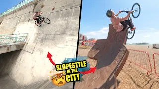 RIDING SCARY MTB SLOPESTYLE FEATURES IN THE CITY!