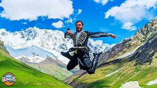 Georgian dance in Svaneti at dinner Time | Mountain Bike ride and cup of beer and wine | Georiders